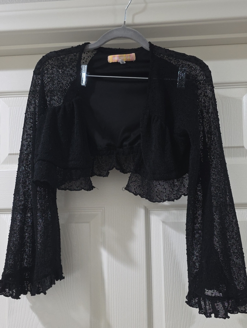 Urban Outfitters Black Sheer Ruffle-Edge Bolero Shrug